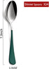 Set 24 18/0 Spoon,7.3-inch Sets Set 24,Mirror Green Dinne spoons Piece,Green Handle Silverware Spoon Stainless Steel