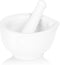 LEETOYI Porcelain Small Mortar and Pestle, Ceramic Herb Grinder Pill Crusher Set, 3.3 inch, White