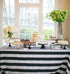 lovemyfabric Cotton Tablecloth - Black & White Stripes - 2 Inch - 58"x76" - Wedding/Bridal Shower, Birthdays, Events