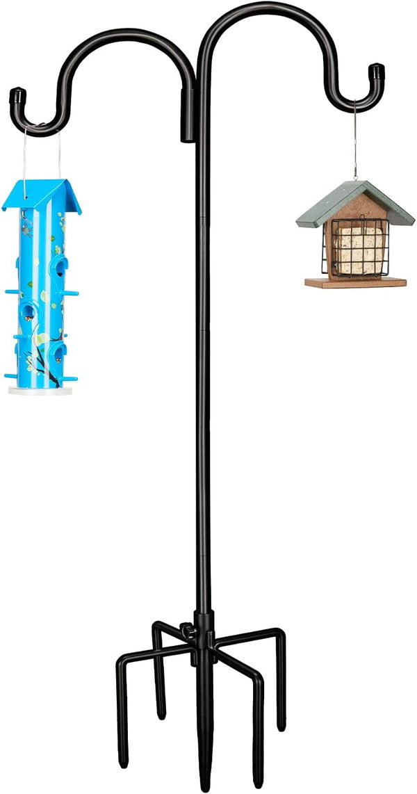 Kingsyard Adjustable Double Shepherds Hook for Outdoor - 92" Heavy Duty Bird