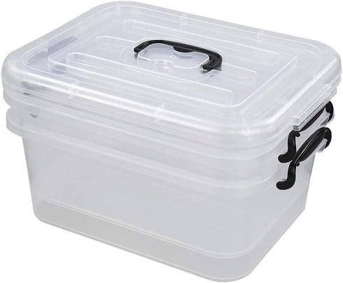 8 Liter Plastic Storage Box - 2-Pack Clear Storage Bins with Handles for Organizing