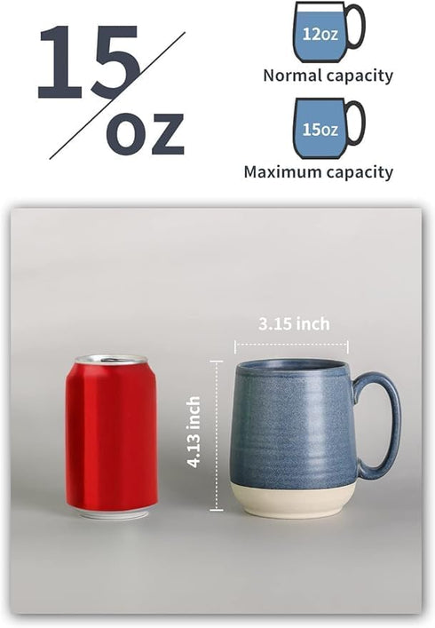 15 Set 4 Set Hasense Ounce Porcelain Coffee Mugs of with Large Handle Perfect for Coffee, Tea, Milk, Chocolate