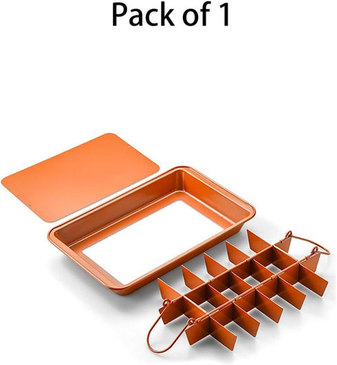 Brownie Pan with Dividers, Baking Tray for Bite Size Brownies, Makes 18 Pre-cut Brownies Perfectly