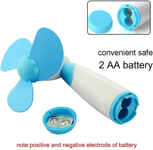 JDYYICZ Mini Handheld Fan, Personal Fan with Soft Foam Blades, Battery Powered for Home and Travel (Blue 1pcs)