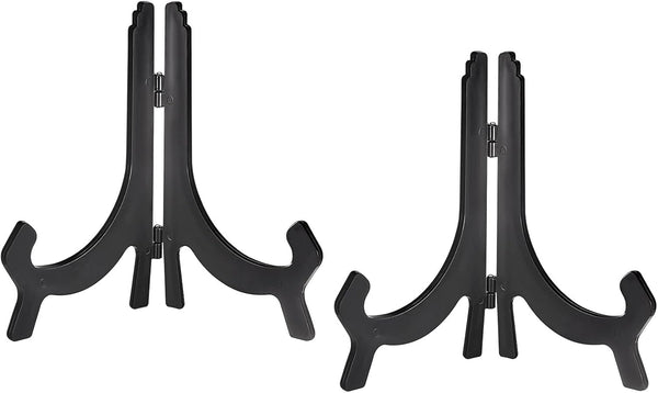 uxcell 2pcs 10" Black Plastic Folding Easel Plate Holder for Decorative Picture Frame Display