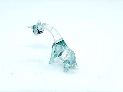 Giraffe Glass Handmade Figurine – Tiny Blown Glass Animal – Miniature Collectible Sculpture – Unique Wildlife Décor Gift