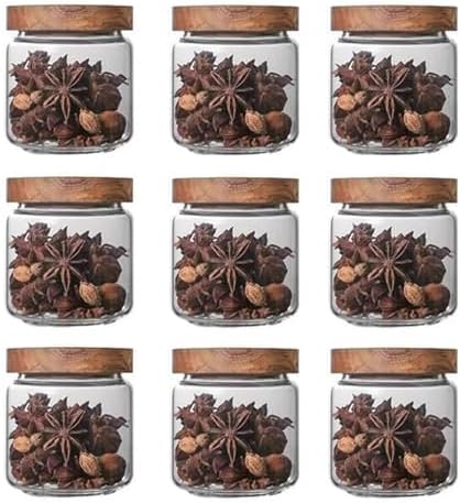 Glass candy Containers - 16oz kitchen Glass Airtight Storage jar With Acacia