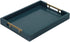 Serving Tray with Polished Metal Handles, 16.5''x12'' Rectangle Coffee Table Tray, Modern