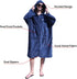 Hiturbo Surf Poncho Zipper Towel Hoodie: Oversized Hooded Wetsuit Changing Robe with Pocket - Plush Coral Fleece
