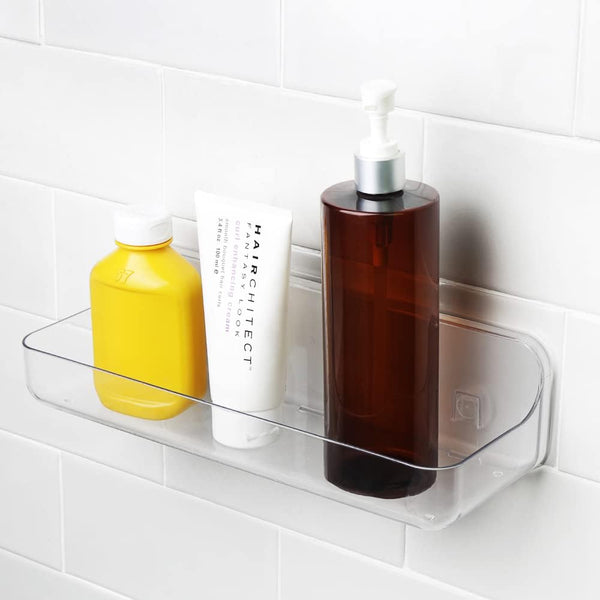 Plastic Wall Mount Organizer, Clear Adhesive Storage Box for Kitchen, Bathroom, Bedroom, Cabinet, Office, Craft Room