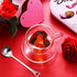 Patelai Heart Shaped Double Walled Glass Insulated Coffee Mug, 180 Ml, 6 oz Cappuccino Cup with Saucer & Spoons