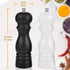 Premium Salt and Pepper Grinder Set of 2, Wood Shakers with Ceramic Core, Adjustable Coarseness, 6.5 Inch (Black+White)
