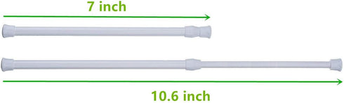 Cupboard Bars Tension Rods, 4 Pack Spring Tension Rods 7-10.6 Inch Steel Adjustable Curtain Rod Shower Rod