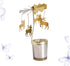 Rotating Candlestick Holder Christmas Carousel Spinning Deer Tea Light Table Decoration Gold