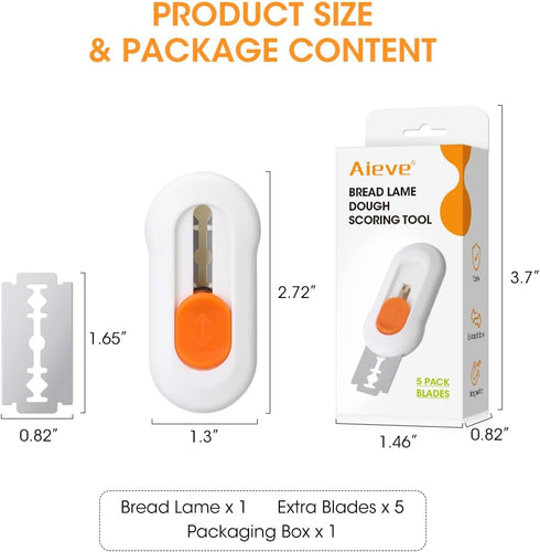 5 AIEVE Bread Lame Dough Scoring Tool, Extractable & Magnetic Sourdough Scoring Tool with Replacement Razor Blades