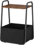 Rustic Brown Metal Frame Nightstand - Small Side Table with Fabric Storage Basket and Handle - Ideal for Bedroom