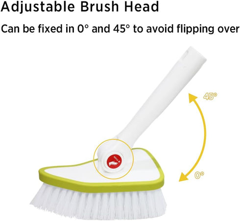 CQT 2 in 1 Bathroom Cleaning Brush, 48" Extendable Long Handle with Detachable Scrub Brush and Scouring Pads
