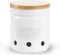 ONTUBE Garlic Keeper with Wooden Lid, 4.5-Inch Ceramic Garlic Holder Storage, Garlic
