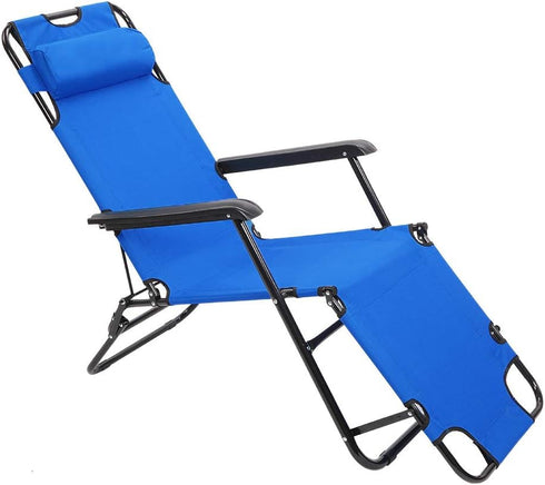 Kcelarec Outdoor Folding Chaise Lounge Chair, Patio Sun Lounger Reclining Beach Chair Sun Patio Pool Lawn Recliner