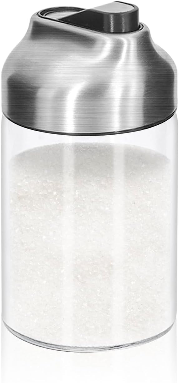 Aelga Glass Sugar Dispenser with Pour Spout, Weighted Pourer for Coffee, Tea, and Baking