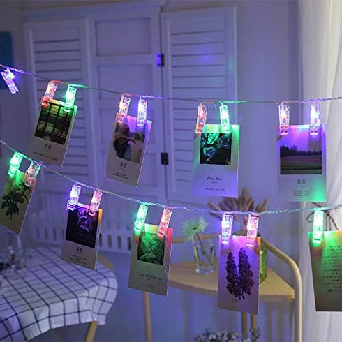 Magnoloran 20 LED Photo String Lights Photo Clips Battery Powered Fairy Twinkle Lights, Wedding Party Home Decor Lights