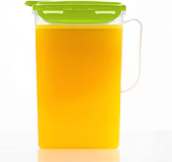 LocknLock Aqua Fridge Door Water Jug, BPA Free Plastic Pitcher with Handle, Flip Top Lid, 2 Quarts, Green
