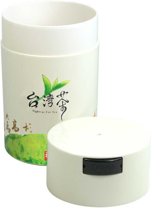 Teavac 6-Ounce Vacuum Sealed Tea Storage Container with Green Tea Sign, White Cap and Body