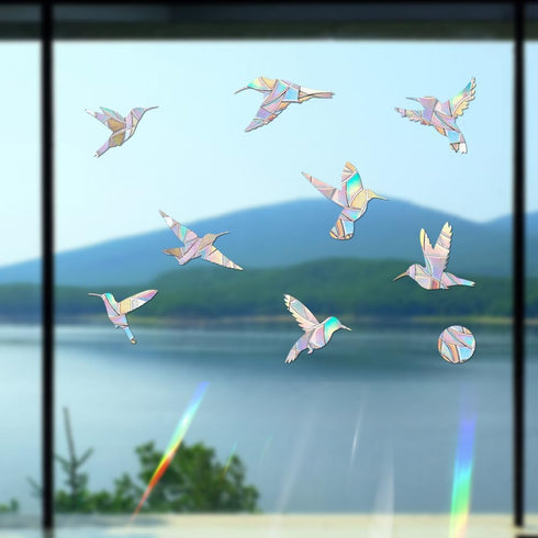 48 Pieces Hummingbird Style Birds Static Window Clings, Anti Collision Decals for Glass Door, Stop Bird Strikes
