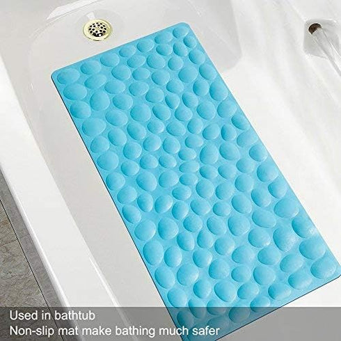 OTHWAY Non-Slip Bathtub Mat - Soft Rubber Bathroom Bathmat with Strong Suction Cups (Blue)