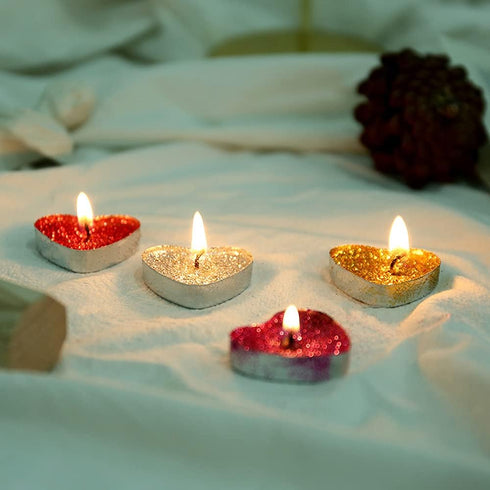 Bling Bling Tealight Candles Heart-Shaped,10PCS Love Romantic Candle with 100PCS Silk Rose Petals,Mini Candle Discs for Weddings,Anniversaries,Birthdays,Home Decoration,Spa,Relaxation (Pink) by T-shin