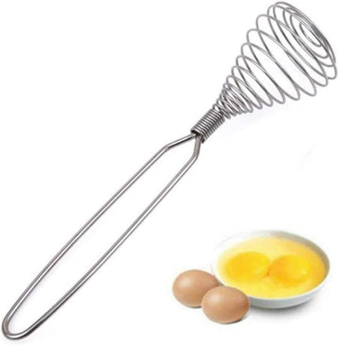 Mini French Spring Whisk, 8.67 Inch Silver Stainless Steel Hand Eggbeater Mixer Blender Stirring Beater Coil Whisk