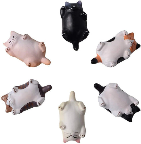 CHICHIC 6 Pack Fun Cat Refrigerator Magnets, Kitchen Decor Fridge Cat Ornament for Cat Lovers