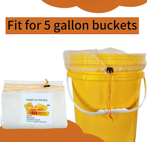 SPMKTQK 4 5 Honey Strainer, Pcs Honey Filter Bag Ultra-Fine Mesh Strainer with Adjustable Drawstring, Beginner Honey