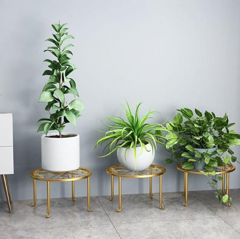 Hewnda 1 Pack Sturdy Gold Metal Plant Stand - Heavy Duty Indoor/Outdoor Use
