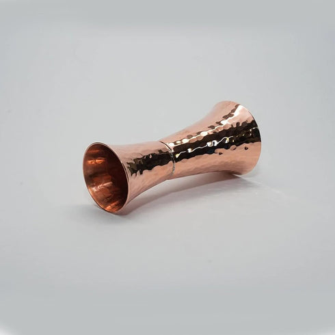 Sertodo Copper Double Sided Jigger - 1 oz and 2 oz Measured Shots, Hand Hammered 100% Pure Copper