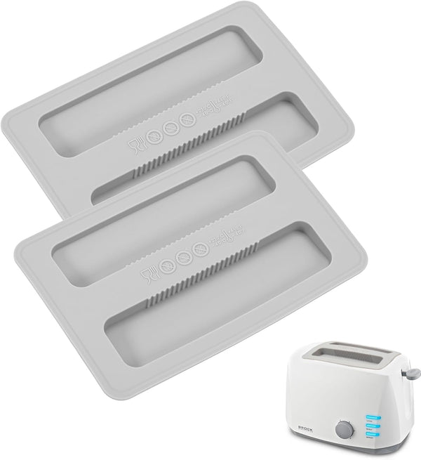 Toaster Cover 2 Slice, 2 Pack Silicone Washable Machine Cover, 6.22x4.09in Kitchen Appliance Covers (Gray)