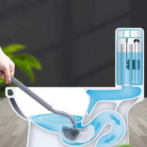 2Pcs Curved Toilet Bowl Brush Without Holder, Durable Bathroom Cleaning Brushes for Deep Cleaning (Gray+White)