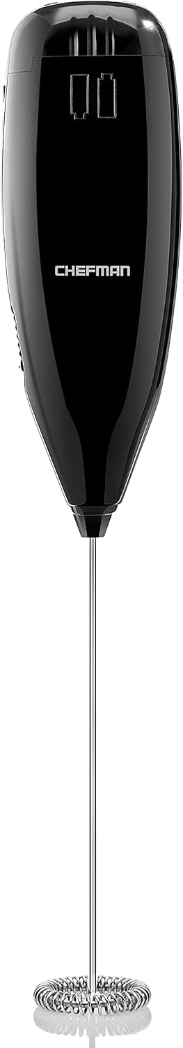Chefman Handheld Electric Milk Frother, Create Foam for Coffee, Cappuccinos, Lattes, Cordless Stainless Steel Wand