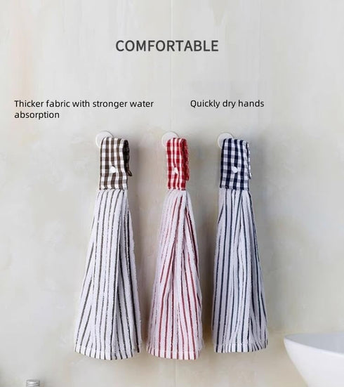 Vimeet 2 Pcs Kitchen Cotton Classical Striped Towel/Absorbent Towel/Hanging Towels/Hand Towel,Blue Stripes