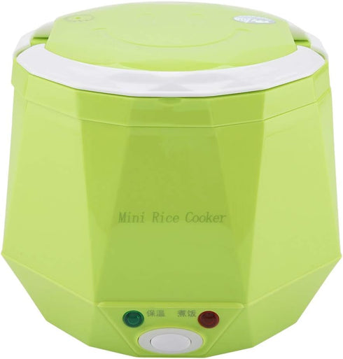 Electric Rice Cooker, Portable Food Steamer, Mini Travel Rice Cooker, 12V 100W, 1.3 L, Green