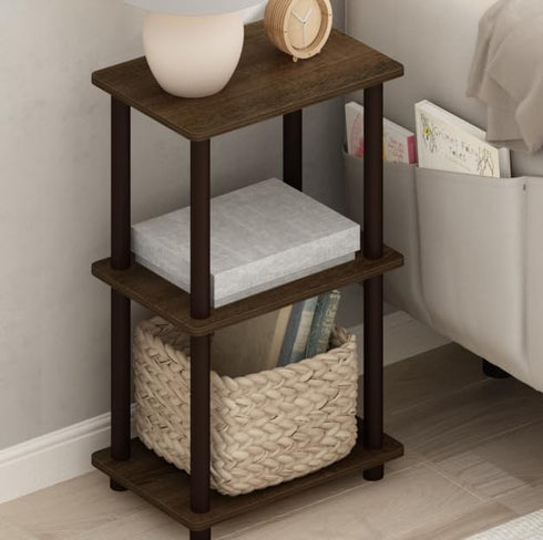 2 FURINNO Turn-N-Tube Space Shelf, Walnut/Brown