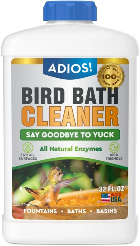 ADIOS! Bird Bath Cleaner for Outdoor Fountains and Bowls, Safely Cleans Metal,