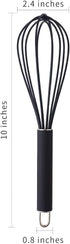 High Temperature Silicone Whisk, 10 inch Stirrer with Good Grip Design for Blending, Whisking, Beating, Cooking, Baking