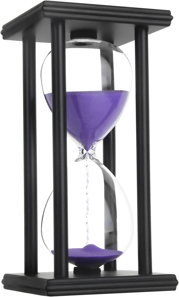 Hourglass Sand Timer,Black Wooden 30/45/60 Minute Sandglass Timer for Home,Desktop,Classroom Kitchen Restaurant