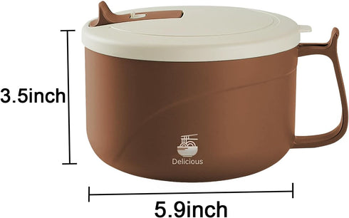 Microwave Ramen Bowl with Handles, 304 Stainless Steel Liner, Large Soup Cups for Ramen, Noodle, Cereal, 42 oz