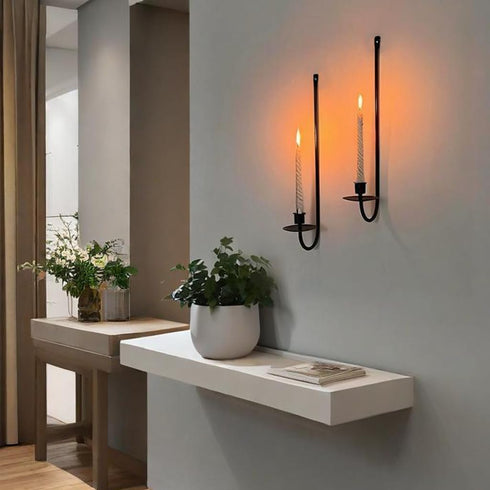 YUWENG Set 2, Wall Candle Holder of Modern Candle Sconces Wall Mount Metal Holders Hanging Candle Pillar Holder
