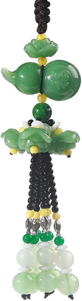 Chinese Traditional Style Green Crystal Hanging Decoration - Gourd Amulet for Luck Safety