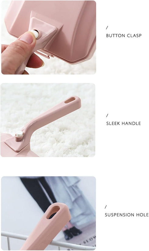 2Pcs Handheld Carpet Brush - Triple Brush Head Carpet Table Sweeper Pet Hair Cleaning Collector Brush (Blue+Pink)