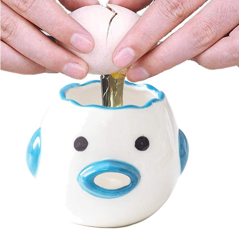 Egg Yolk Separator ZOSTLAND, HQ Creative Ceramics Cute Little Chicken for Baking Assistant Tool (Upgrade Blue Chick)