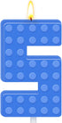Number 5 Building Block Birthday Candle Blue Numeral Cake Topper Candle for